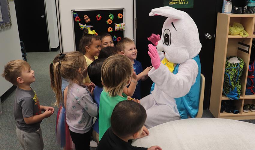 Mr. Bunny saying hi to the kids.